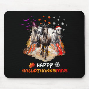 Alfombrilla De Ratón Halloween De Caballos Y Feliz Navidad Hallotha