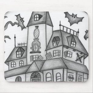 Alfombrilla De Ratón Halloween de Haunted House y Bats