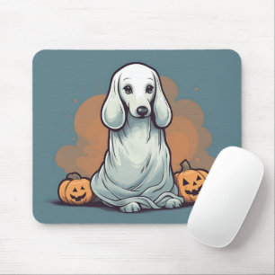 Alfombrilla De Ratón Halloween de la Naranja fantasma Blue Dachshund