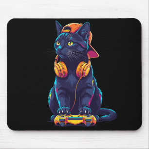 Alfombrilla De Ratón Halloween del jugador negro de gatos de Guay