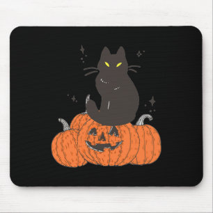 Alfombrilla De Ratón Halloween Fall Spookan Cat Con Calabaza