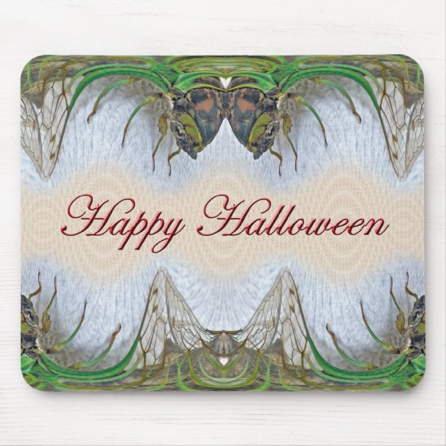 Alfombrilla De Ratón Halloween Fantasmágico Cicada Elementos Mousepad (Frente)