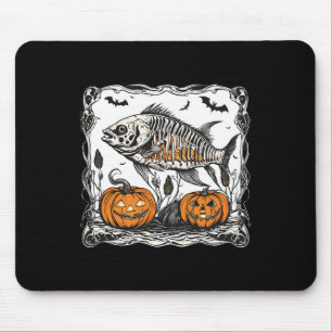 Alfombrilla De Ratón Halloween Fish Skeleton Funny Spooky Fish Bone Gra