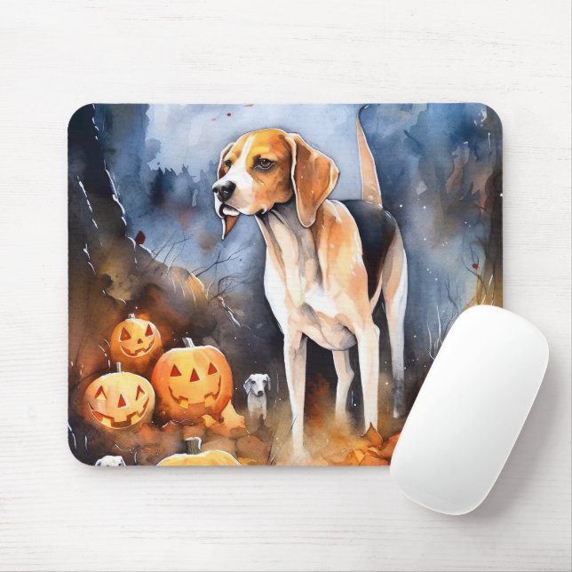 Alfombrilla De Ratón Halloween Foxhound American English con calabazas (Con ratón)