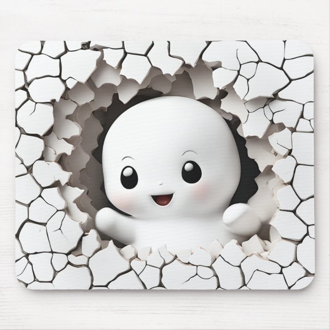 Alfombrilla De Ratón Halloween Funny Peeking Ghost Mousepad (Frente)