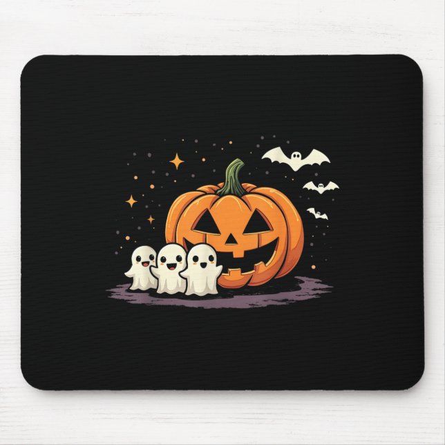 Alfombrilla De Ratón Halloween Gamer Pumpkin Eating Ghost Costume Men B (Frente)