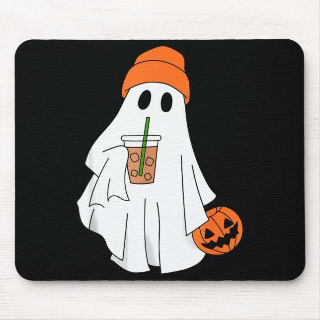Alfombrilla De Ratón Halloween Ghost Drinking Coffee Ghost Ice Coffee M (Frente)