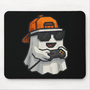 Alfombrilla De Ratón Halloween Ghost Gamer Funny Pixel Video Gaming Boy