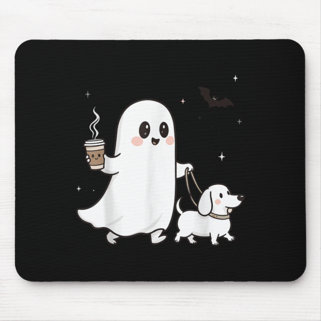 Alfombrilla De Ratón Halloween Ghost Walking Dog Soky Season Halloween  (Frente)