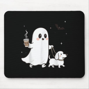 Alfombrilla De Ratón Halloween Ghost Walking Dog Spooky Season Hallowee