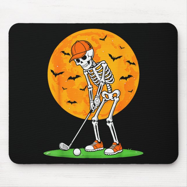 Alfombrilla De Ratón Halloween Golf Skeleton Soky Golfer Halloween Golf (Frente)