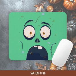 Alfombrilla De Ratón Halloween Green Scared Zombie Mousepad
