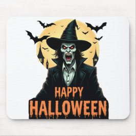 Alfombrilla De Ratón Halloween Horror Bruja con ojos rojos