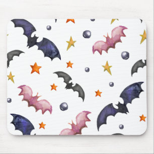 Alfombrilla De Ratón Halloween illustration with bats and stars