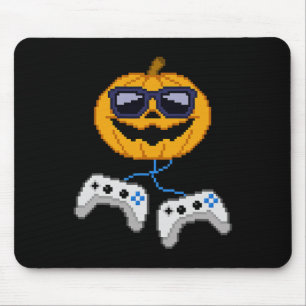 Alfombrilla De Ratón Halloween Jack O Lantern Pixelated Gaming Gamer Bo