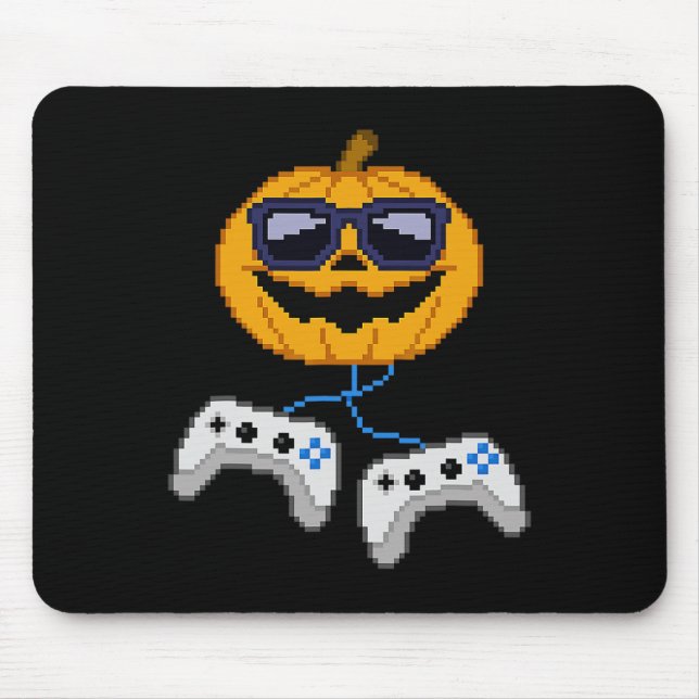 Alfombrilla De Ratón Halloween Jack O Lantern Pixelated Gaming Gamer Bo (Frente)