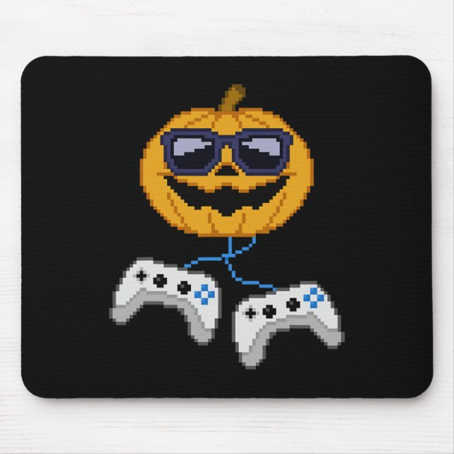 Alfombrilla De Ratón Halloween Jack O Lantern Pixelated Gaming Gamer Bo (Frente)