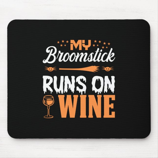 Alfombrilla De Ratón Halloween Mi Broomstick Corre En El Cumpleaños Del (Frente)