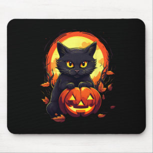 Alfombrilla De Ratón Halloween Moon Black Cat y Calabaza para hombres m