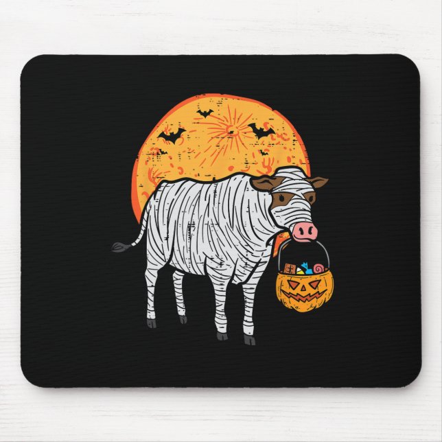 Alfombrilla De Ratón Halloween Mummy Cow Trick Trick Trick Treme Farm C (Frente)
