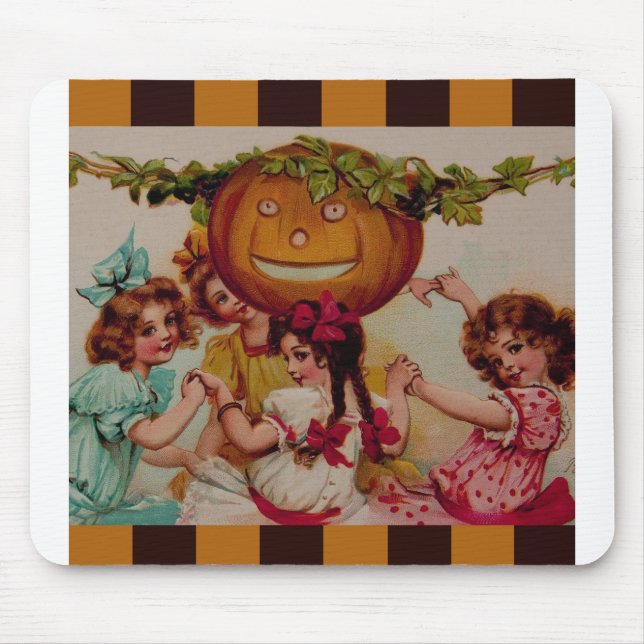 Alfombrilla De Ratón Halloween Party Pumpkin Vintage Art (Frente)