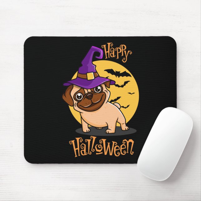 Alfombrilla De Ratón Halloween Puggy Mousepad (Con ratón)