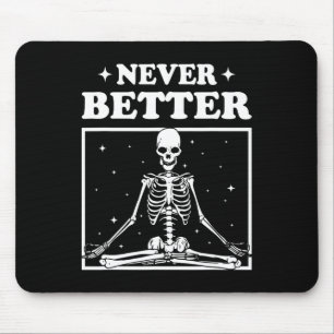 Alfombrilla De Ratón Halloween Retro Nunca Mejor Esqueleto Yoga Espeluz