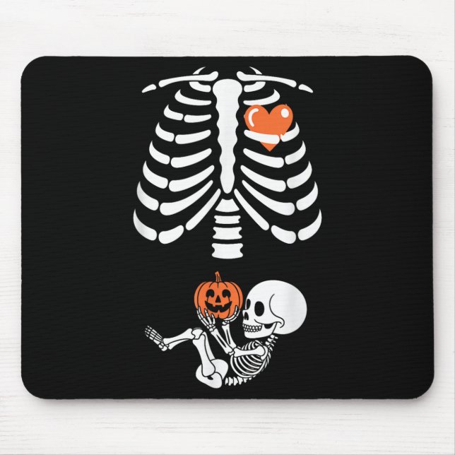 Alfombrilla De Ratón Halloween Skeleton Baby Rib Cage Maternity Pregnan (Frente)