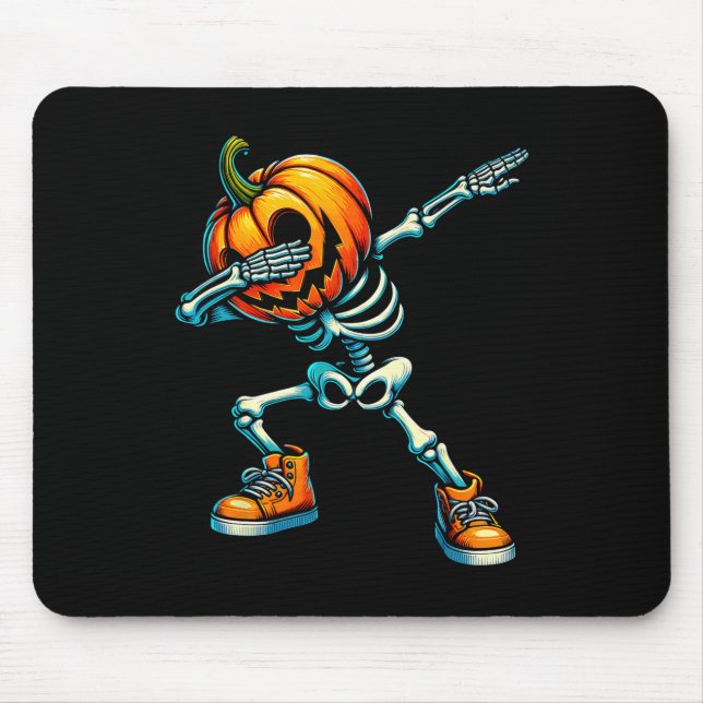 Alfombrilla De Ratón Halloween Skeleton Boys Trick Tret Funny Pumpkin (Frente)