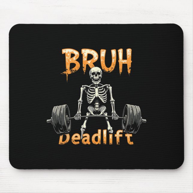 Alfombrilla De Ratón Halloween Skeleton Deadlift Funny Fitness Weightli (Frente)