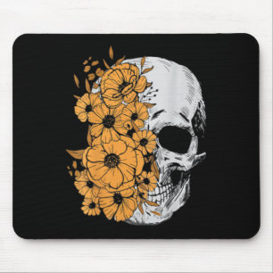 Alfombrilla De Ratón Halloween Skeleton Flower Mens Women Skull