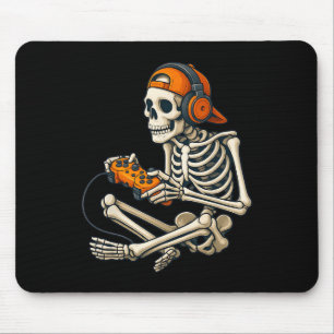 Alfombrilla De Ratón Halloween Skeleton Gamer Auriculares Video Gaming 