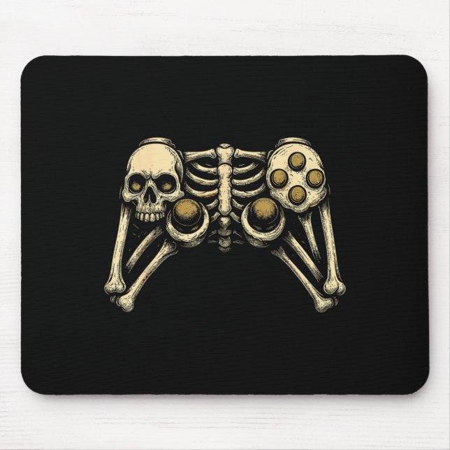 Alfombrilla De Ratón Halloween Skeleton Gamer Gaming Controller Costume (Frente)