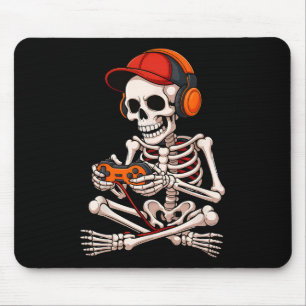 Alfombrilla De Ratón Halloween Skeleton Gamer Gracioso Video Gaming Boy
