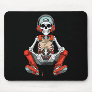 Alfombrilla De Ratón Halloween Skeleton Gamer Gracioso Video Gaming Boy