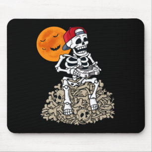 Alfombrilla De Ratón Halloween Skeleton Gamer Niños Jóvenes Jugando 1