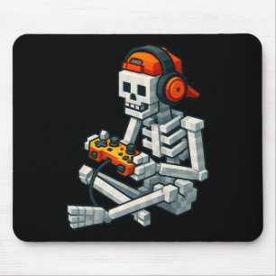 Alfombrilla De Ratón Halloween Skeleton Gamer Pixel Video Gaming Boys M