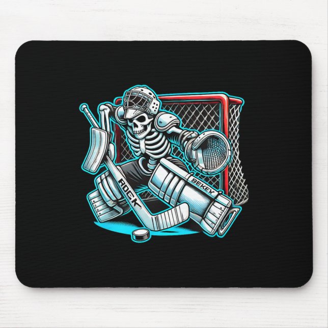 Alfombrilla De Ratón Halloween Skeleton Goalie Hockey (Frente)