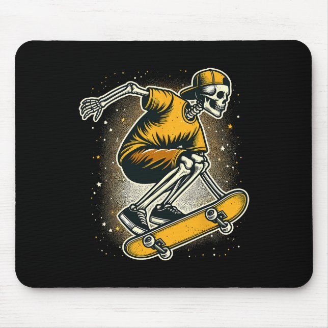 Alfombrilla De Ratón Halloween Skeleton Skateboard (Frente)