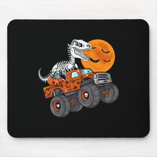 Alfombrilla De Ratón Halloween Skeleton T Rex Monster Truck Niños T (Frente)
