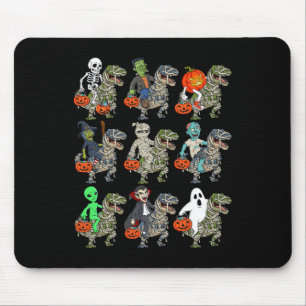 Alfombrilla De Ratón Halloween Skeleton Zombie Riding Mummy T Rex Vampi