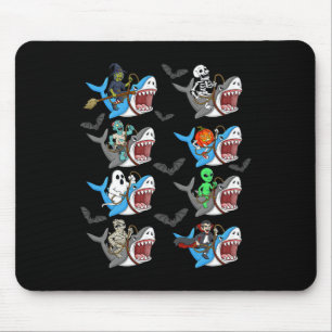Alfombrilla De Ratón Halloween Skeleton Zombie Riding Shark Mummy Vampi