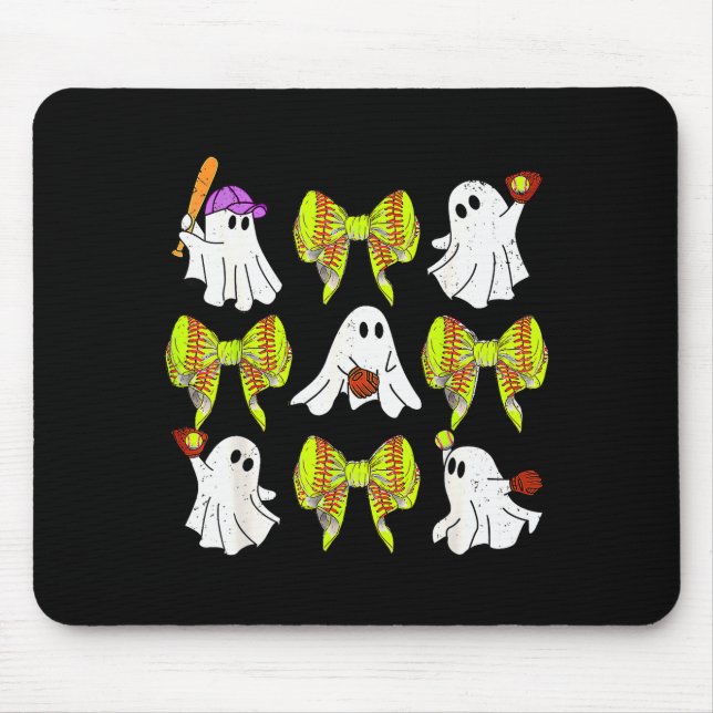Alfombrilla De Ratón Halloween Softball Ghosts Softball Daughter Girls  (Frente)