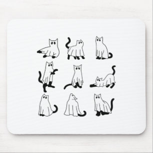 Alfombrilla De Ratón Halloween Spookee Cuidados Gatos Negros Fantasmas 