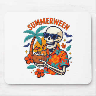 Alfombrilla De Ratón Halloween Summer Ween Skeleton Spooky Vacation Flo