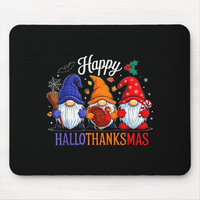 Alfombrilla De Ratón Halloween Thanksgiving Christmas Happy Hallothanks (Frente)