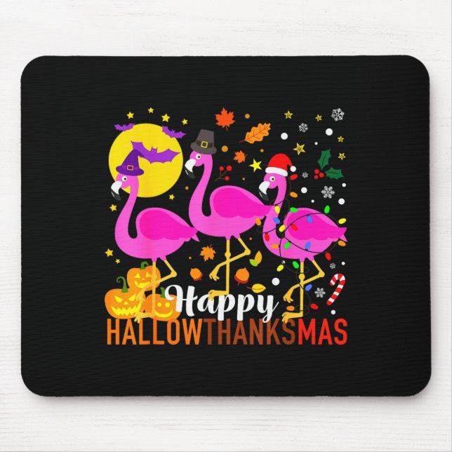 Alfombrilla De Ratón Halloween Thanksgiving Christmas Happy Hallowthank (Frente)