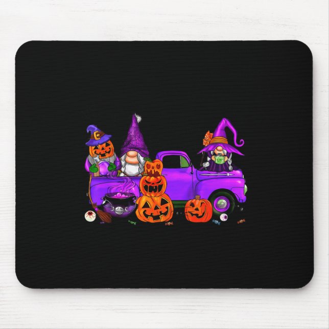 Alfombrilla De Ratón Halloween Truck Gnome Witch Pumpkin Boo Ghost Funn (Frente)
