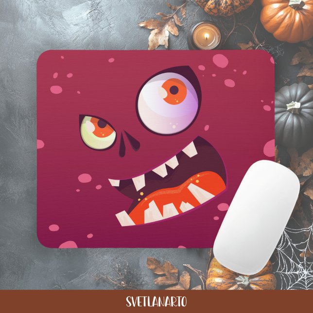 Alfombrilla De Ratón Halloween Wacky Purple Monster Mousepad (Frontal view)