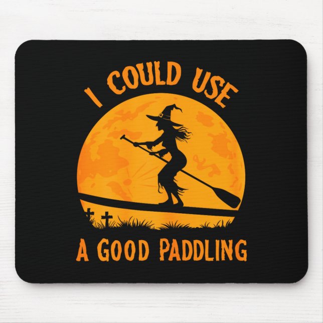 Alfombrilla De Ratón Halloween Witch Paddleboarder Sup Standup Paddling (Frente)